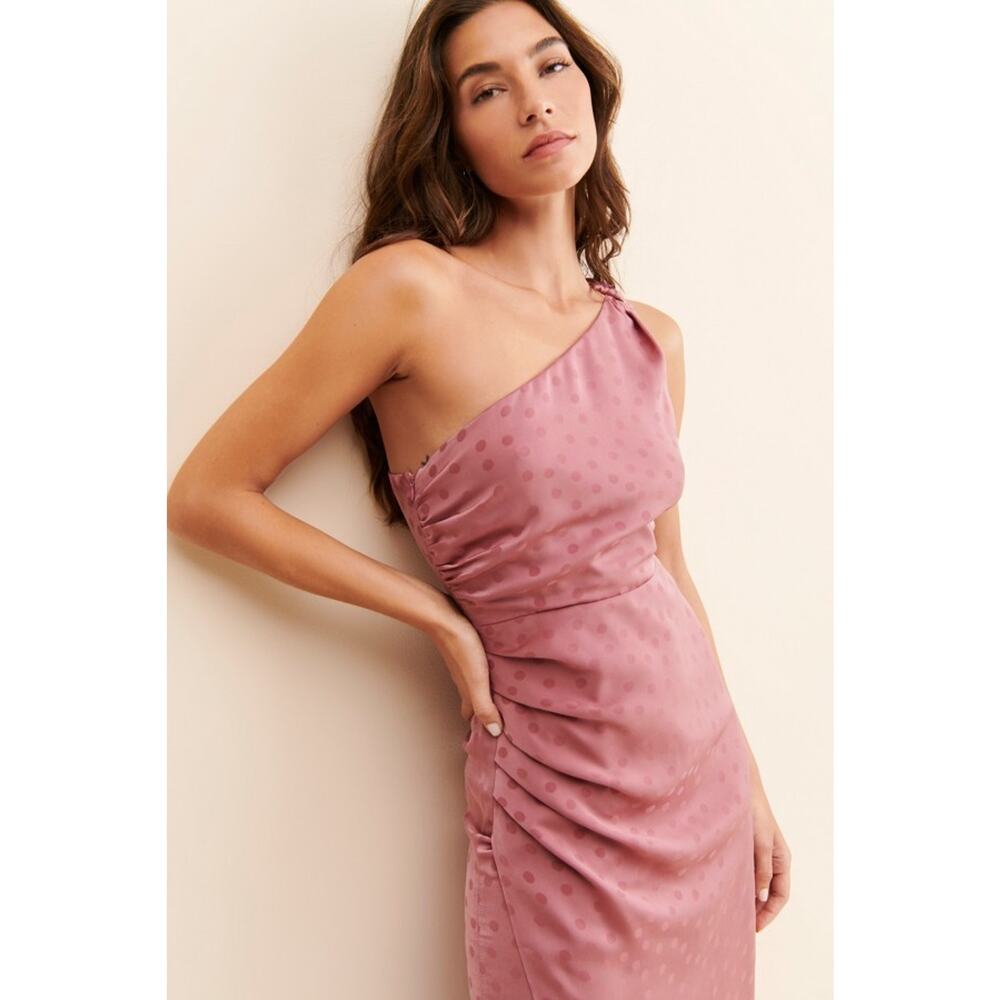 Favorite Daughter Singles Table Dress Mauve Polka Dot One Shoulder Size 0 NWT - Picture 4 of 11